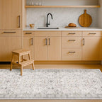 Washable Light Gray & Sage 2'6"x8' Wide Runner Rugs by HazoHaus