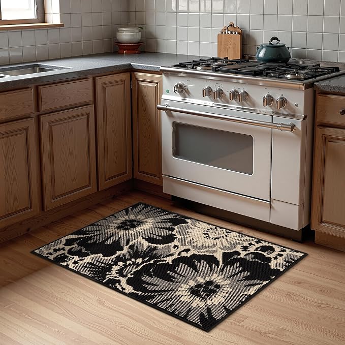 Findosom Washable Runner Rug 2x3, Non Slip High-Low Textured Floral Small - Image 9