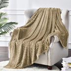 BEDELITE 3D Ribbed Jacquard Brown Fleece Twin Blanket - Image 8