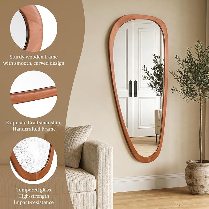 WallBeyond Asymmetrical Mirror, Irregular Mirror Full Length, Boho Wall Mirrors - Image 4