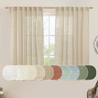 Linen Semi Sheer Curtains 40 Inch by LAMIT