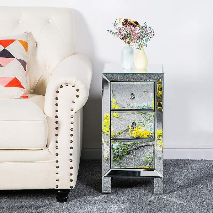 Mirrored End Table Modern Small Sofa Corner Table - Image 8