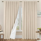 100% Blackout Linen Curtains 84 Inch by LAMIT