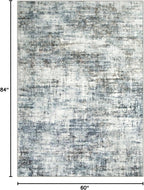 5x7 Area Rugs for Living Room: Washable Abstract Blue Multi Badroom Carpet | - Image 2