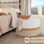 INDRESSME 115L Extra Large Cotton Rope Basket, Woven Baby laundry Blanket Basket - Image 5