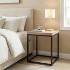 CENSI Modern Square End Table, Extra Thick 1.6" Wood Top & Metal Frame - Image 6