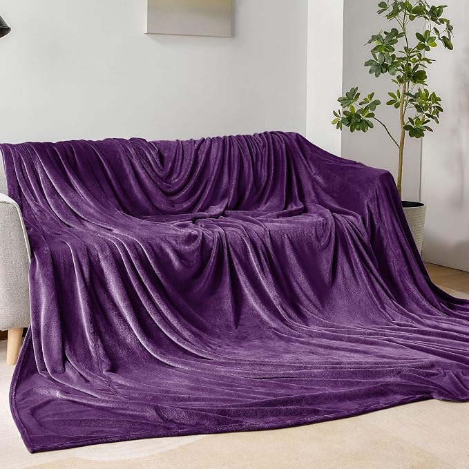 BEDELITE Fleece Blanket Soft Plush Oversized Bed Blanket Purple 120"x120" | - Image 3