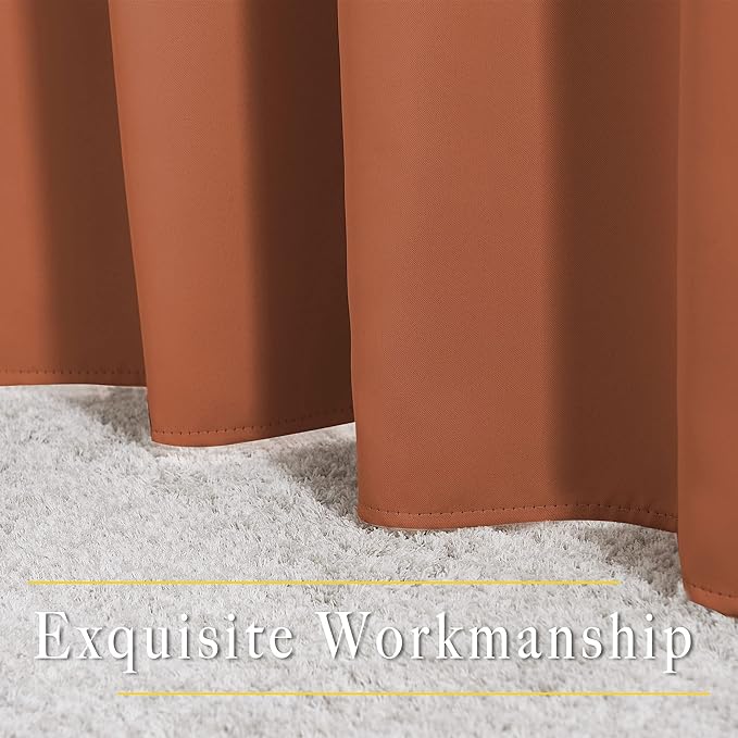 NICETOWN Blackout Burnt Orange Curtains 108 inch Long 2 Panels - Image 6