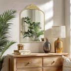 Arch Antique Gold Mirror, 24x36inch Baroque Style Vintage Metal Frame Wall - Image 4