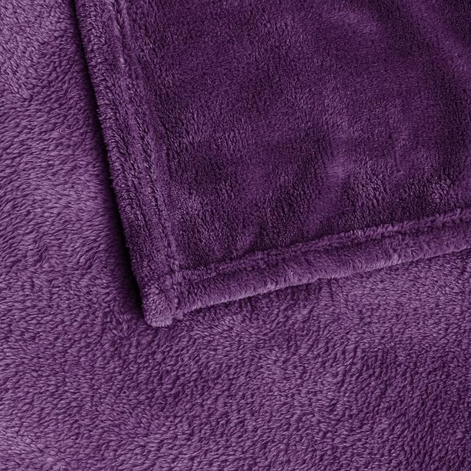 BEDELITE Fleece Blanket Soft Plush Queen Size Bed Blanket Purple 90"x90" | - Image 7