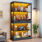 Jocoevol Display Cabinet with 4 Glass Doors, 4-Tier Modern Glass Display Case - Image 8