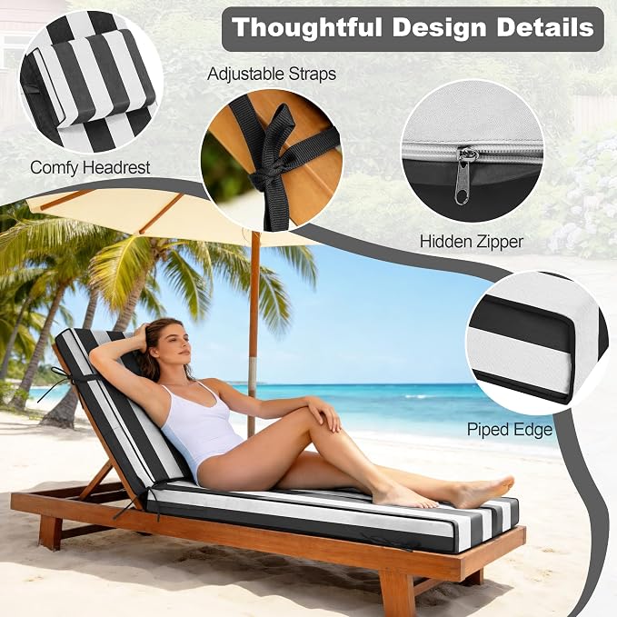 Chaise Lounge Cushions Outdoor 72x21x6 Inch, Fade Resistant 6'' Thicken Outdoor - Image 5