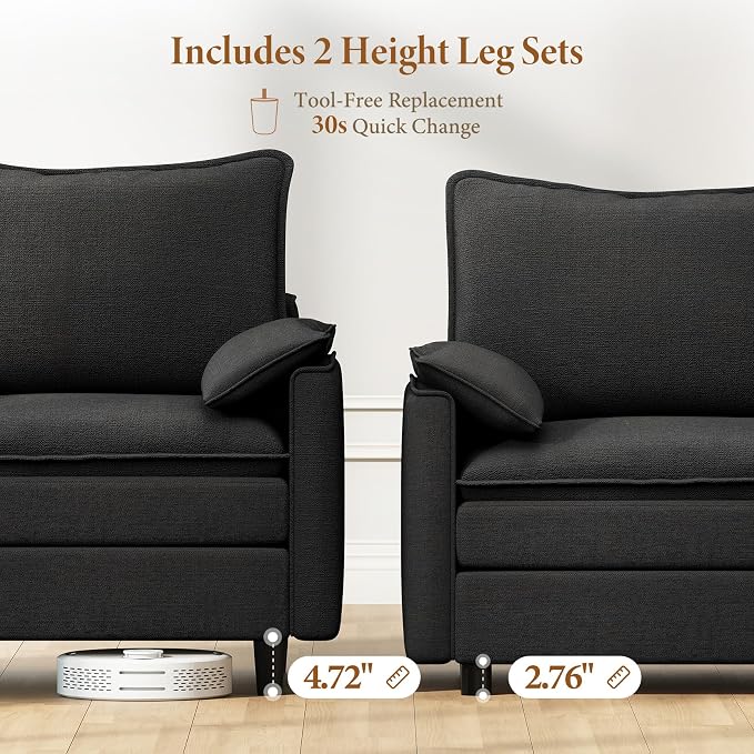 Vesgantti 101" V-Shaped Corner Couch Sectional, 7 Seat Customizable Modular - Image 3