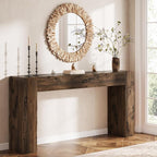 Solid Wood Console Table, 63-Inch Farmhouse Sofa Table Behind Couch by TribewoodbyTribesigns