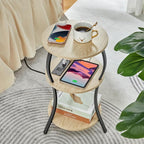 Small Round Side Table with Charging Station, 3-Tier Waist Circular End Table - Image 9