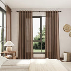 Caramel Brown Linen Curtains 63 Inches Length 2 Panels Set - Image 7