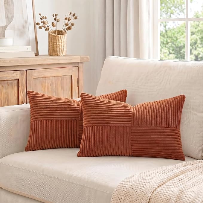 Fancy Homi 2 Packs Rust Lumbar Decorative Throw Pillow Covers 16x32 Inch - Image 7
