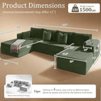 138" Cloud Sectional Couch, Comfort U Shaped Boneless Couch - Image 2