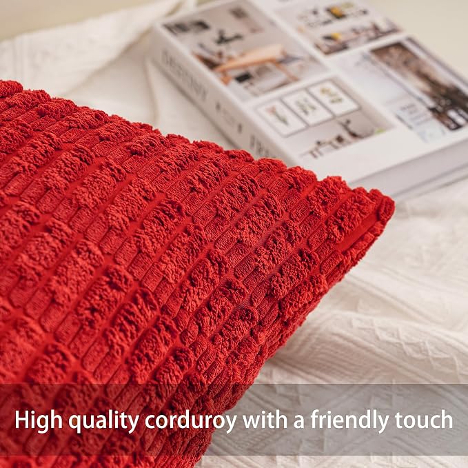 Aegero Pack of 2 Corduroy Decorative Throw Pillow Covers 12x24 Inch - Image 2