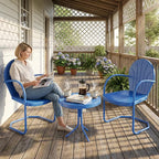 3 Pieces Patio Bistro Set, Retro Metal Outdoor Seating Conversation, 2 C-Spring - Image 3