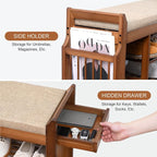 PETKABOO 39.4" Shoe Bench with Coat Rack Hidden Drawer and Side Holder - Image 3