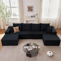 140" Sectional Cloud Couch for Living Room, Modular Floor Deep-Seat Sofa by Lakifun