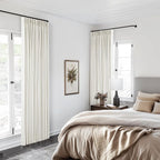 90 Inch Pinch Pleated Linen 100% Blackout Curtains 2 Panels Cream Natural | - Image 8