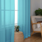 Simplebrand Turquoise Sheer Curtains 63 Inch Length 2 Panels, Rod Pocket Solid - Image 4