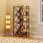 5-Tier Double Wide Bookshelf 67", Industrial Tree BookShelves, Vintage Storage - Image 4