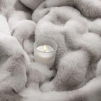 Luxury 1000GSM Faux Rabbit Fur Throw Blanket, Super Heavy Warm Cozy Grey - Image 8