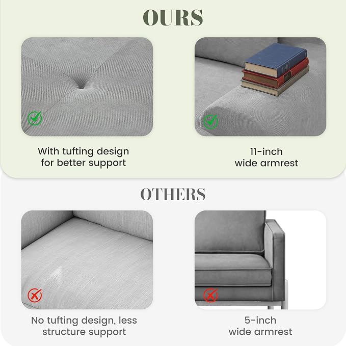 GRUSIGN 108'' Modular Sectional Boneless Couch, Tufted Cloud Sectional Couches - Image 6