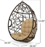 Christopher Knight Home Isaiah Indoor/Outdoor Wicker Tear Drop Hanging Chair - Image 5