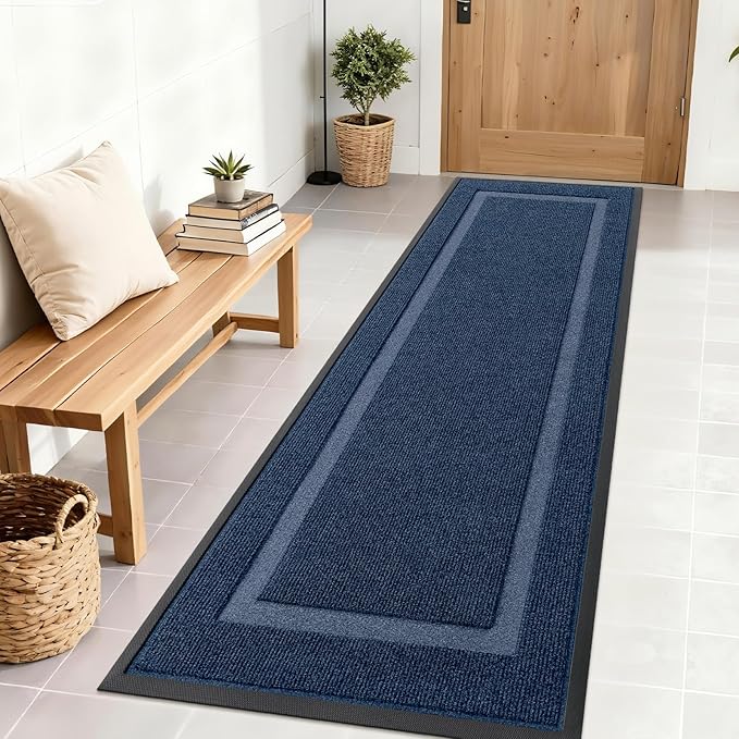 OLANLY Front Door Mat Outside 71x23, All-Season Heavy-Duty Rubber Doormat | Blue by OLANLY