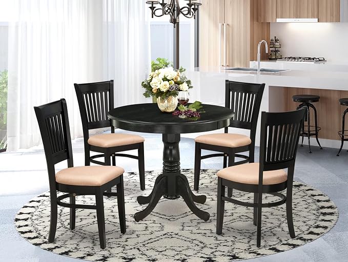 East West Furniture ANVA5-BLK-C 5 Piece Dining Room Furniture Set Includes a - Image 2