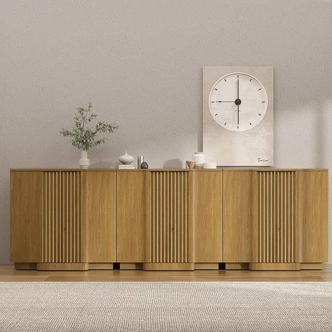 Brafab Buffet Cabinet, Wood Fluted Credenza - Image 6