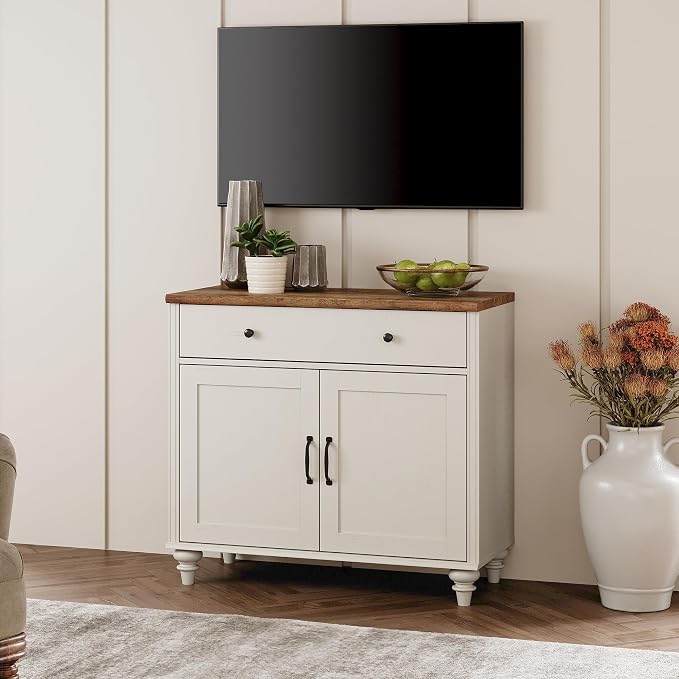 WAMPAT 34’‘ White Buffet Cabinet - Image 7