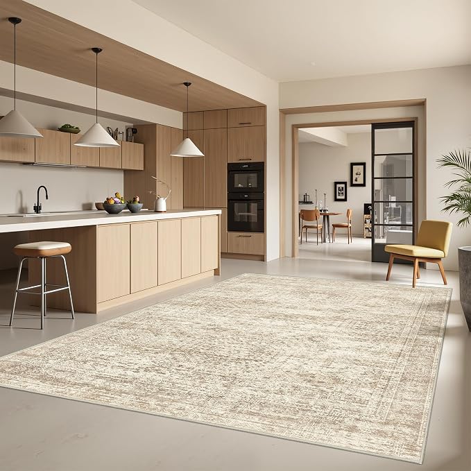 6x9 Area Rugs for Living Room, Large Washable Rug, Dining Room, Low Pile by Restydon