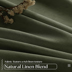Olive Green Linen 100% Blackout 120 Inch Curtains - Image 5