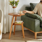 Side Table, 2-Tier Round End Tables Living Room, Mid Century Modern Side Table - Image 3