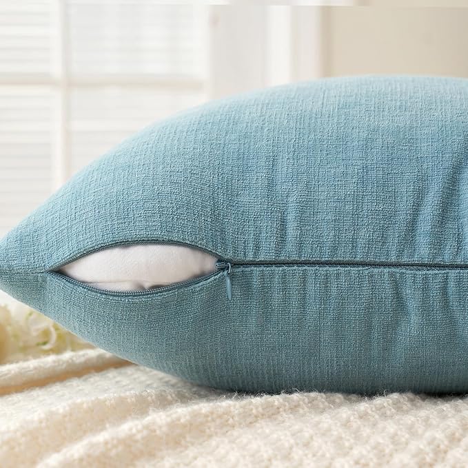 MIULEE Smoke Blue Chenille Couch Throw Pillow Covers, 20x20 | Set of 2 - Image 5