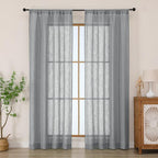 Chyhomenyc Charcoal Grey Semi Sheer Curtains 84 Inches Long 2 Panels Set by Chyhomenyc
