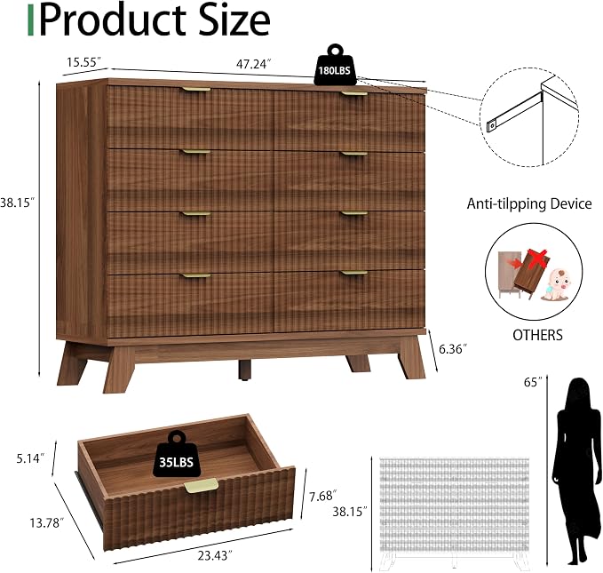 Xixini Fluted Dresser for Bedroom - Image 2