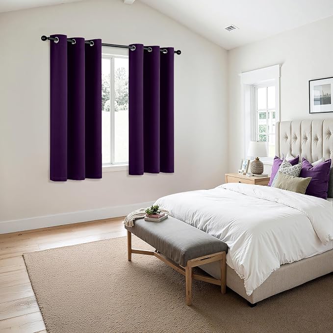 MIULEE Blackout Curtains for Bedroom 2 Panel 40 x 45 Inch Long Royal Purple | - Image 6
