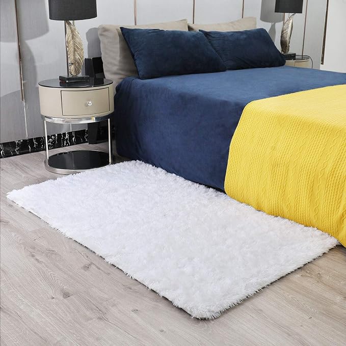 Ophanie White Rugs for Bedroom Fluffy, Kids Baby Shaggy Shag Fuzzy Soft Carpet - Image 5