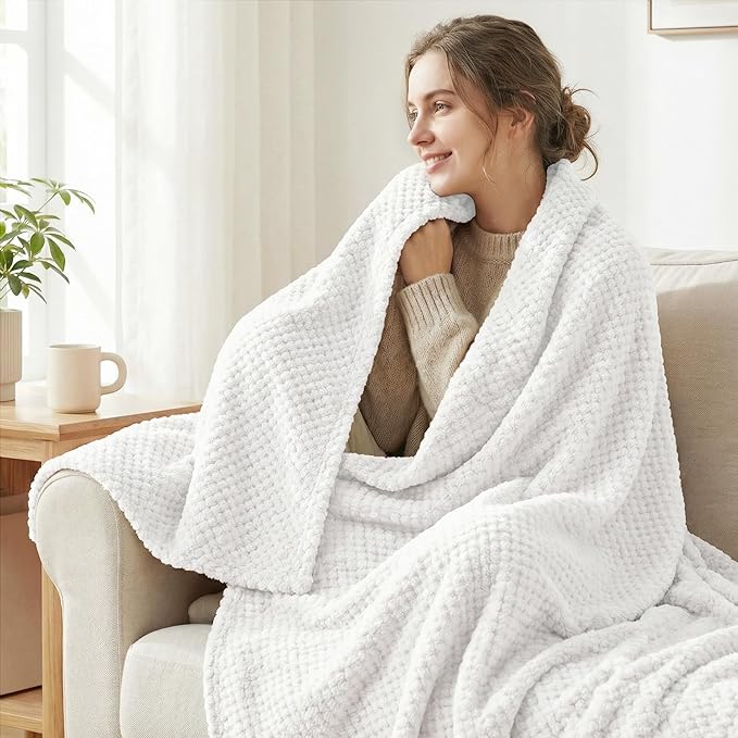 Exclusivo Mezcla Soft Waffle Fleece Bed Blanket Twin XL Size, Cozy Fluffy Design - Image 2