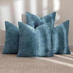 MIULEE Soft Decorative Chenille Pillow Covers Smoke Blue 18x18 Pack of 4 | - Image 2