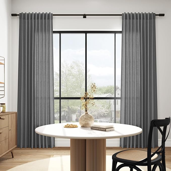 Blazer Grey Cutains Morden Linen Blend Light Filtering Back Tab Curtains - Image 6