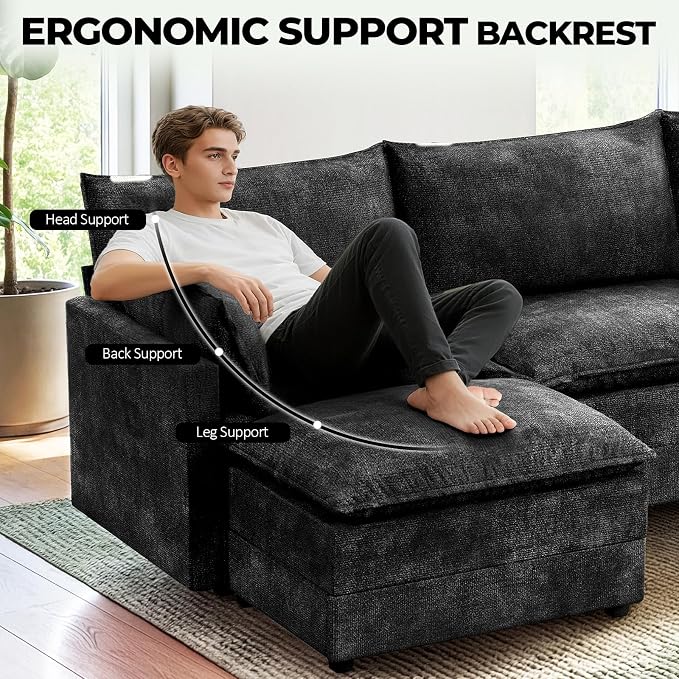LEVELEVE 112.5" U-Shape Modular Sofa - Image 8