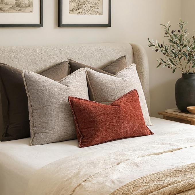 MIULEE Decorative Couch Throw Pillow Covers 18x18 Inch Taupe 2 Pack | Farmhouse - Image 6