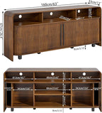 Walnut TV Stand for 65 70 75 Inch TV, Fluted Mid Century Modern TV Console - Image 8